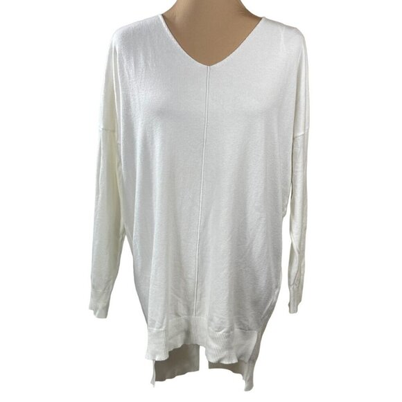 Dreamers by Debut Women's V-Neck Tunic Sweater White Long Sleeve Size M/L - Picture 1 of 6